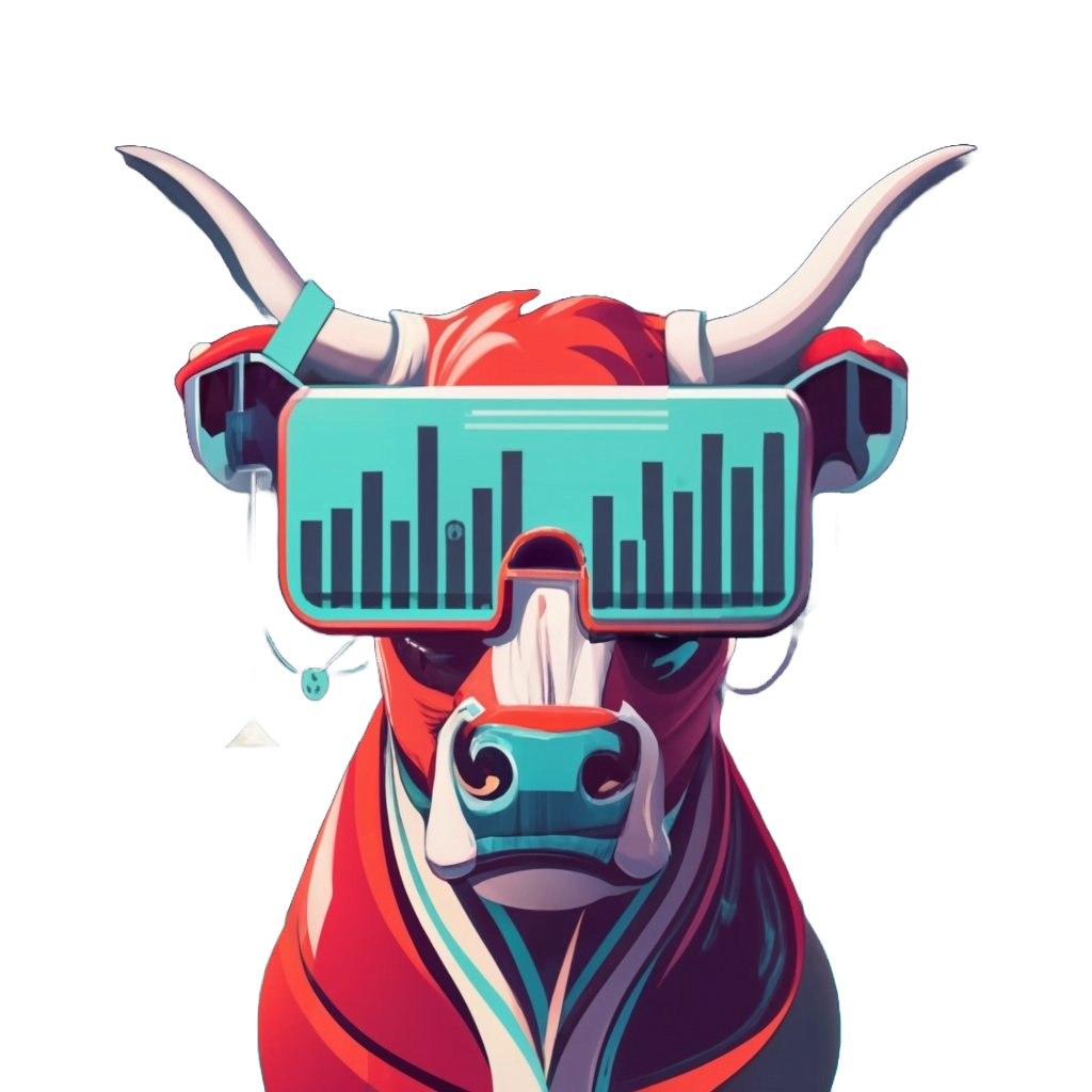 trading cow with goggle no background